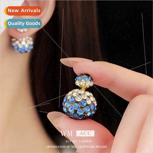 lver needle blue diamond-set round bee after two wear earrin