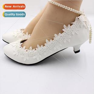 Whe Wedding Decoration Heel Brid Beads mple Anklet Low Shoes