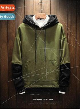 Autumn winter new men nd color blocking head hooded sweater