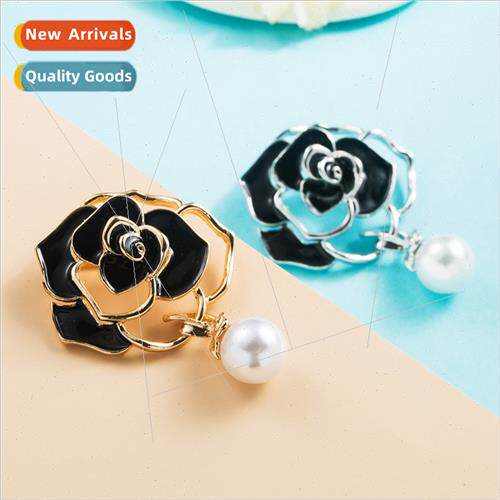 Korean fashion nd rose pearl brooch female alloy pin accesso