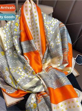 2023 spring summer thin new lengthened simulation silk scarf