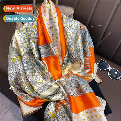 2023 spring summer thin new lengthened simulation silk scarf