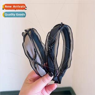 Korean crystal organza cross twist fashion versatile headban