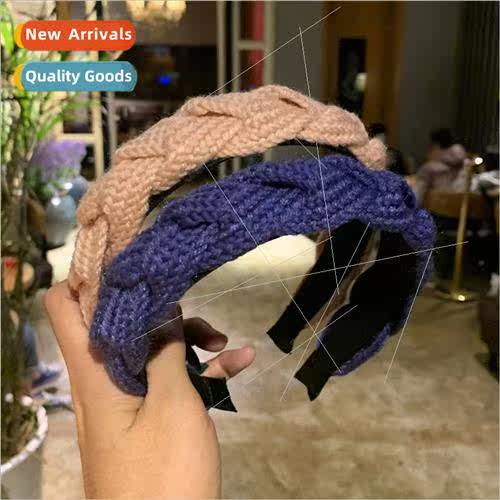 Autumn winter new wool hair band Korean retro headband solid
