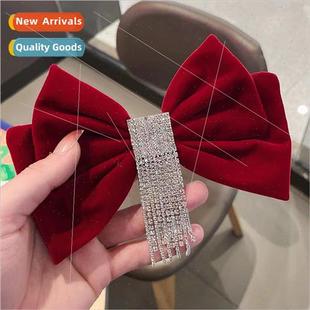 velvet fema end clips hair bow burgundy winter fall high new