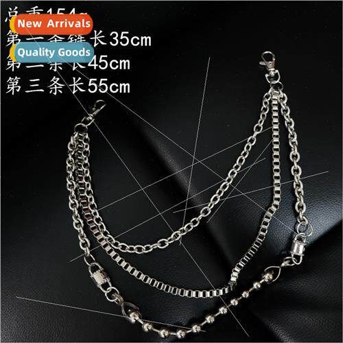 Hip hop metal 3 buckle go pants chain punk male tide -mainsa