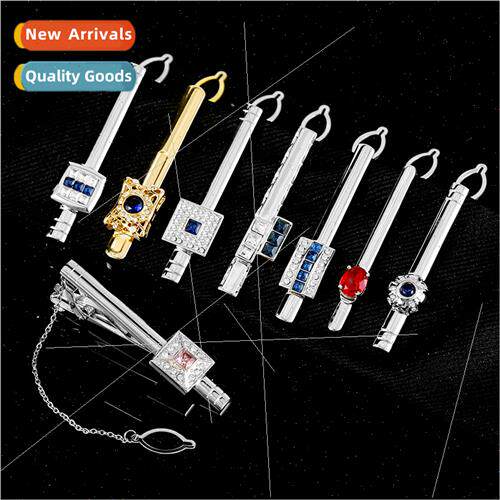 Men luxury boutique crystal onyx tie clip high-grade busines