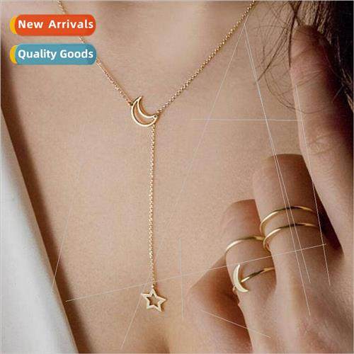 Europe necklace fashion simple moon star collarbone chain hu