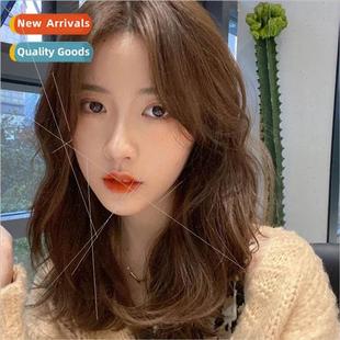 center parted medium female leng hair Korean locks Wig bangs