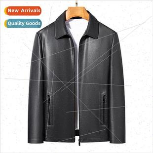 fall leather jacket Men lapel end men high