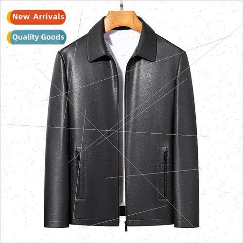 Men high-end fall leather jacket men lapel leather jacket mi