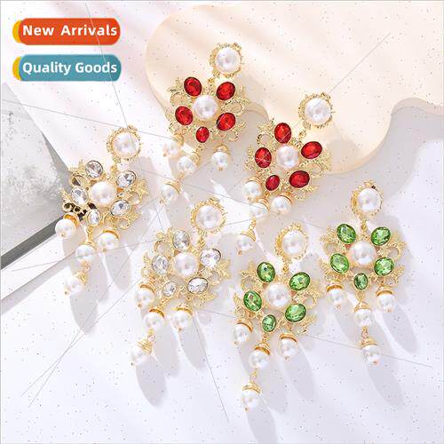 Europe new retro court S925 silver needle pearl earrings tog