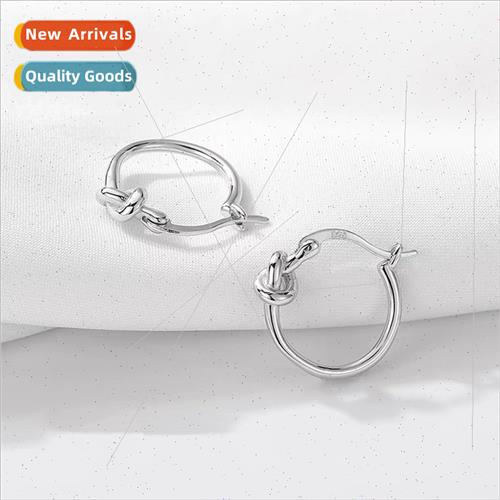 925 silver needle earrings female geometric knotted plain ci