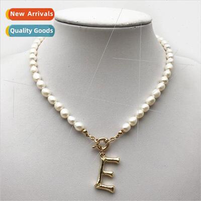 Europe freshwater pearls 26 letters pendant necklace gold al