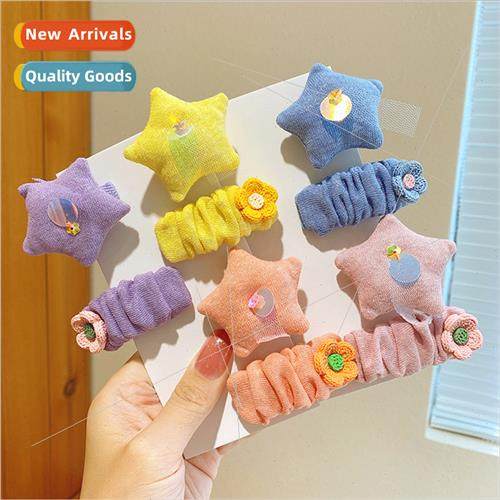 Children cloth pentagram hair clips flower hair accessories