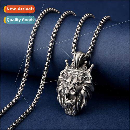 Byzantine Crown on Pendant Men Hip Hop Necklace ins Animal N