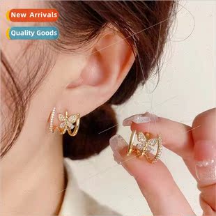 small zirconia butterfly s925 row fashion ear type Korea
