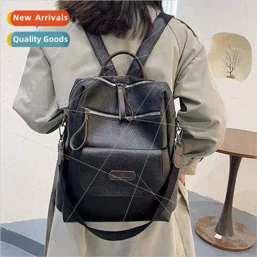 Retro Brish soft leather shoulder bag female new fashion hun
