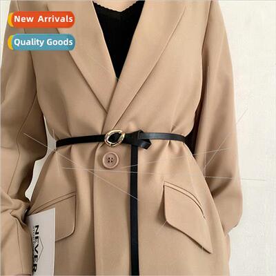 Vintage thin belt women versatile knot tie dress sub sweater