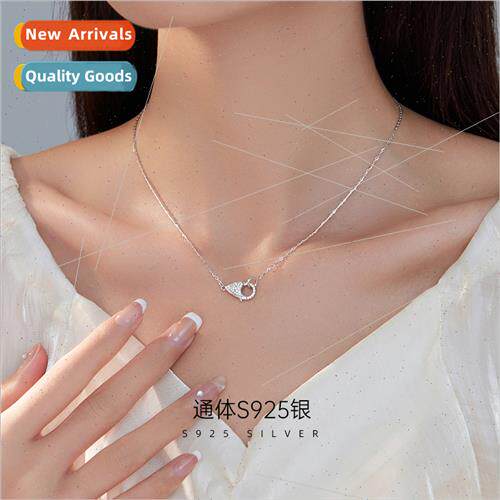 S925 silver simple lobster clasp pendant necklace female col