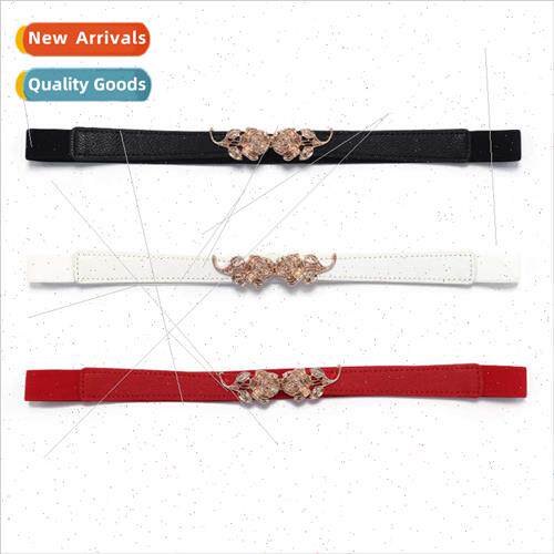 Rose on buckle elastic thin belt female versatile fashion la