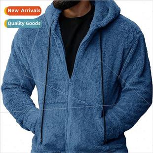 Cardigan Plush Men 2023 Jacket Fall Hooded