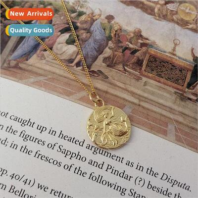 s925 pure round card coin pendant silver Europe portra colla