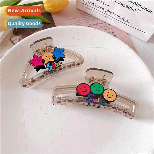 Cute smiley hair clips new cartoon star back head plate hair