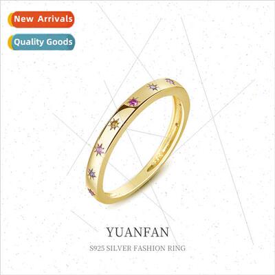 925 silver simple zirconia star plain ring female ins cold w
