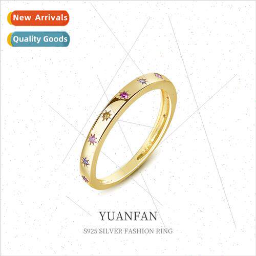 925 silver simple zirconia star plain ring female ins cold w