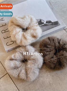 Oni new fur leopard print sausage hair ring pill head tie ha