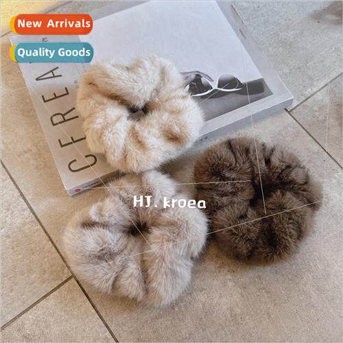 Oni new fur leopard print sausage hair ring pill head tie ha