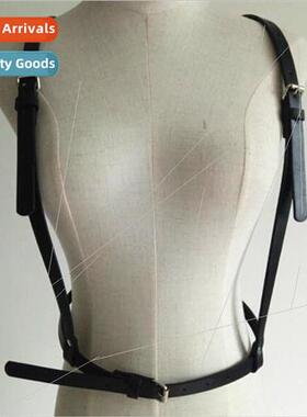 Europe Black Leather Strappy Back + Waistband One Piece Belt