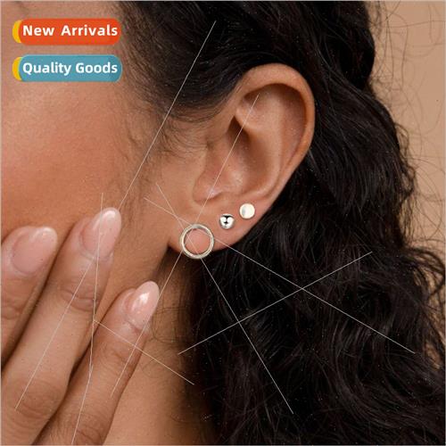 Combination Earrings Set Stainless Steel Round Stud Earrings