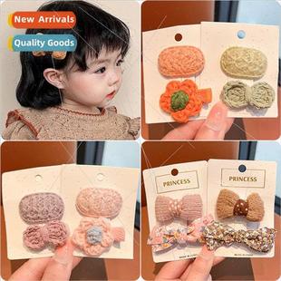 bow hair fabric Korean floral girl children ltle 2023 clips