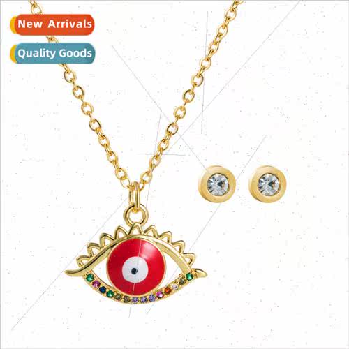 Europe new copper micro-set zirconia devil eye pendant neckl