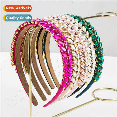 Hair bands Korea inlaid glass diamond leaves headband nd fas