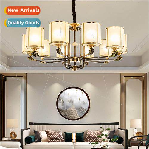 New Chinese all copper living room ceiling lamp Chinese zen