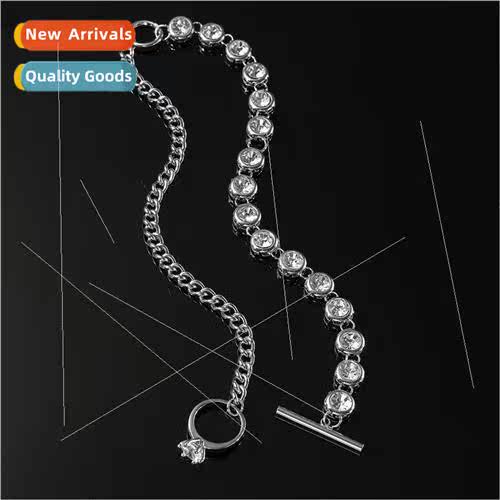 Europe wind rhinestone splicing chain OT buckle necklace lig