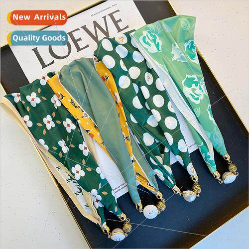 2023 female glazed pearl button silk scarf ins vintage leopa