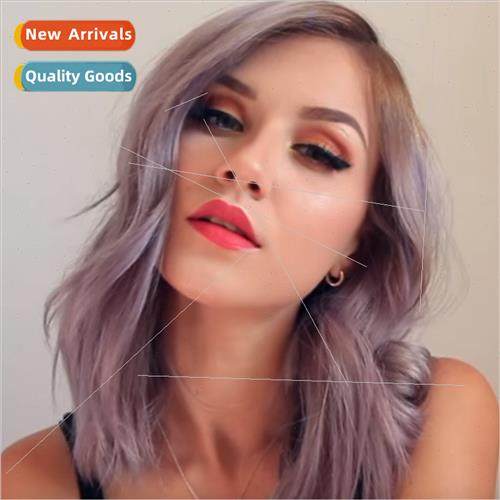 Women short curly hair taro gradient in middle parting fashi