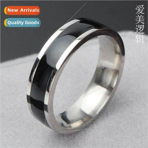 Stainless steel jewelry high fashion black oil drip ring  lo