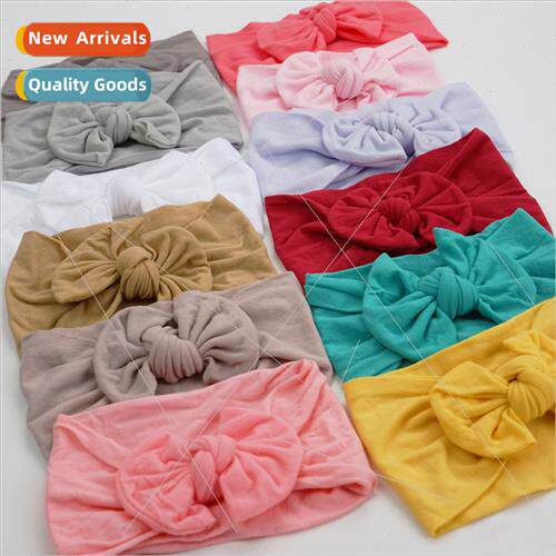 Europe children headband elastic nylon bow hairband soft bab