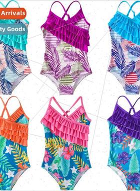 2022 Childrens swimsus female middle and large children ruff