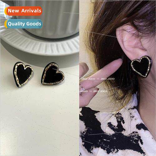 Autumn winter new earrings dark two-tone love earrings simpl