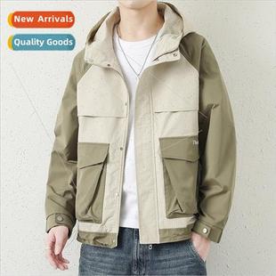 jacket blo Autumn striped men work hooded new Spring 2023