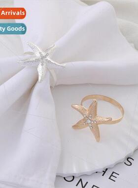 High-grade starfish napkin clasp hotel table setting diamond