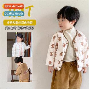 Childrens 2023 Floral Down Inner Boys Jacket Girls Cute Down