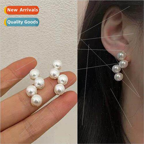 925 silver needle staggered pearl tassel niche earrings fema