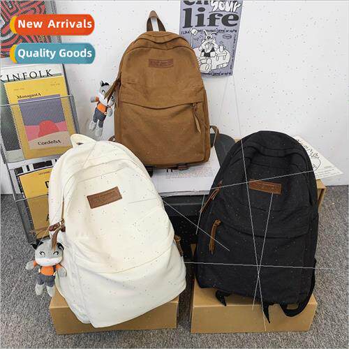 ins wind niche canvas shoulder bag new retro solid color cou